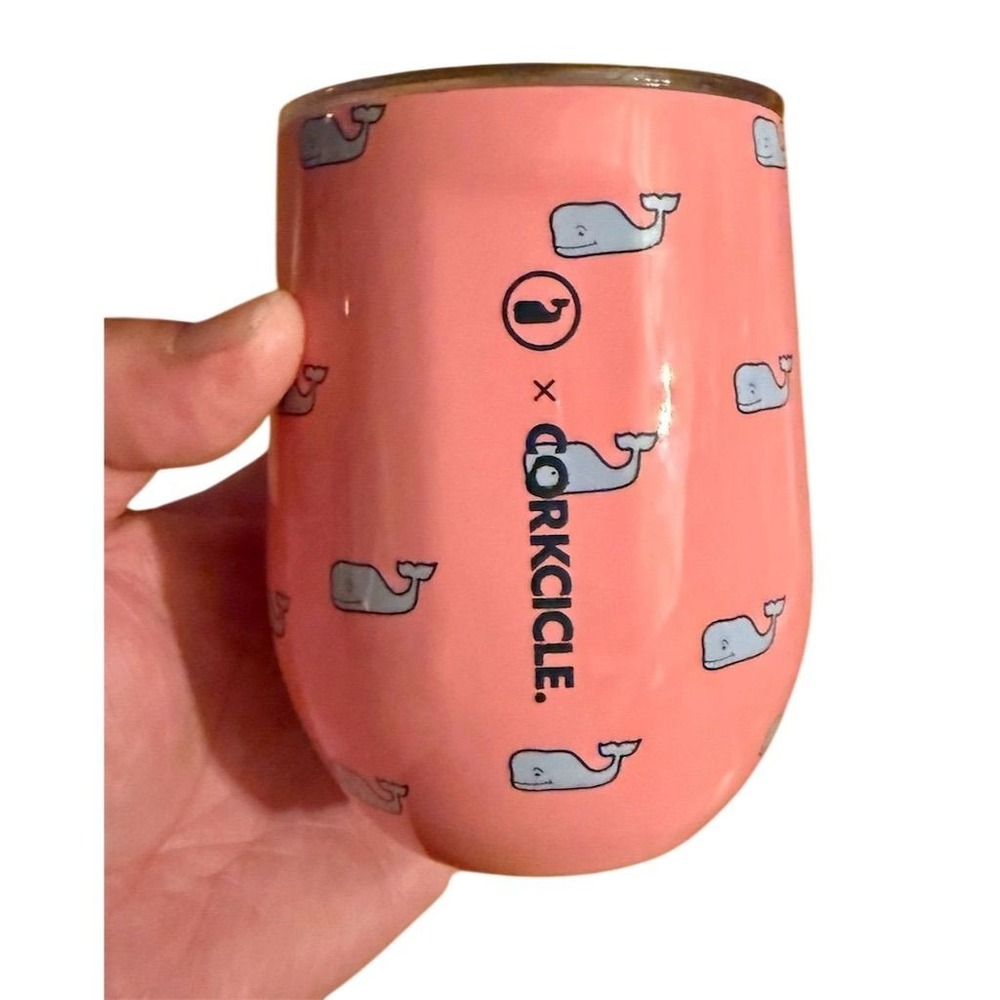 Corkcicle x Vineyard Vines Pink Whale Stemless Tumbler 12 oz preppy‎